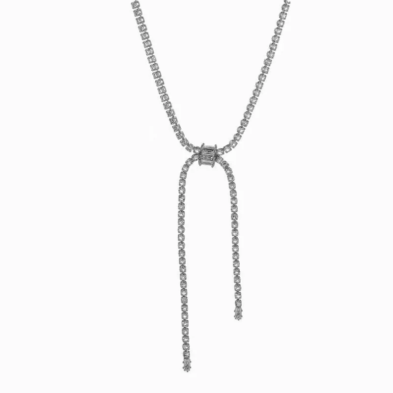 Flash diamond silver bow necklace 814239703094 made by Cocomelody