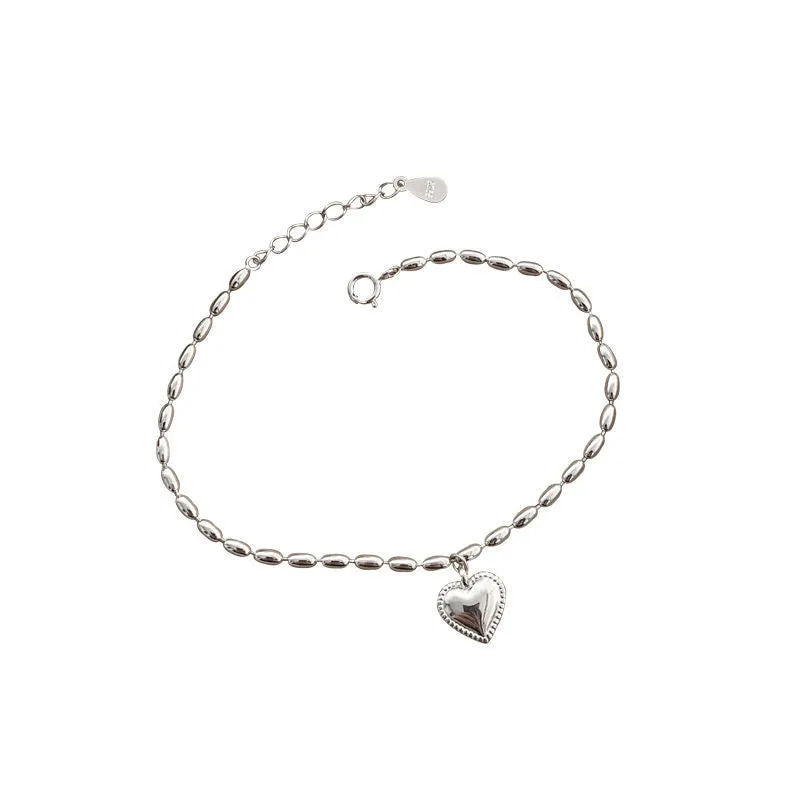 Silver plated rice heart bracelet 616834204190 sold by Cocomelody