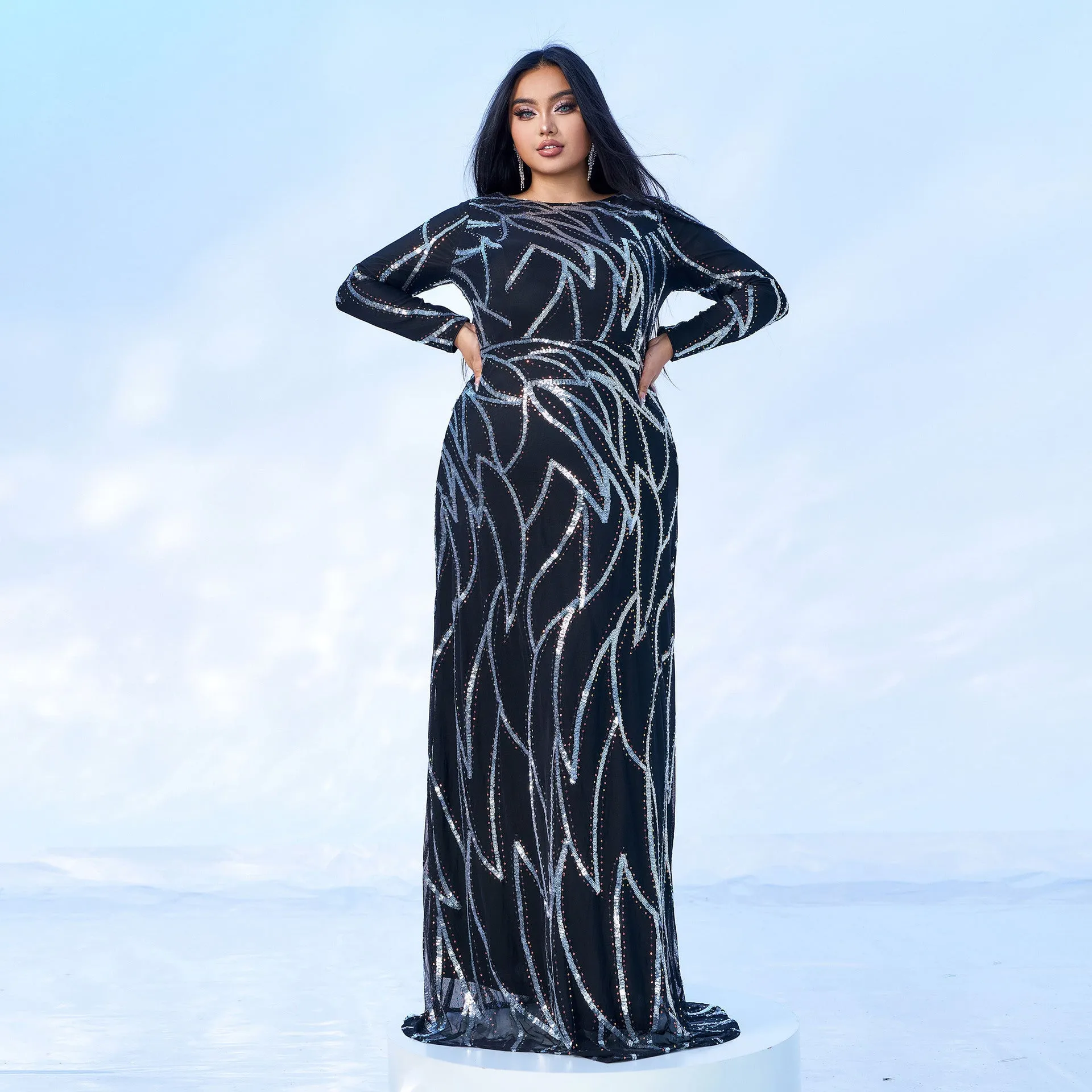 Sheath-column floor length sequined dress 830733471572 sold by Cocomelody product image thumbnail 4