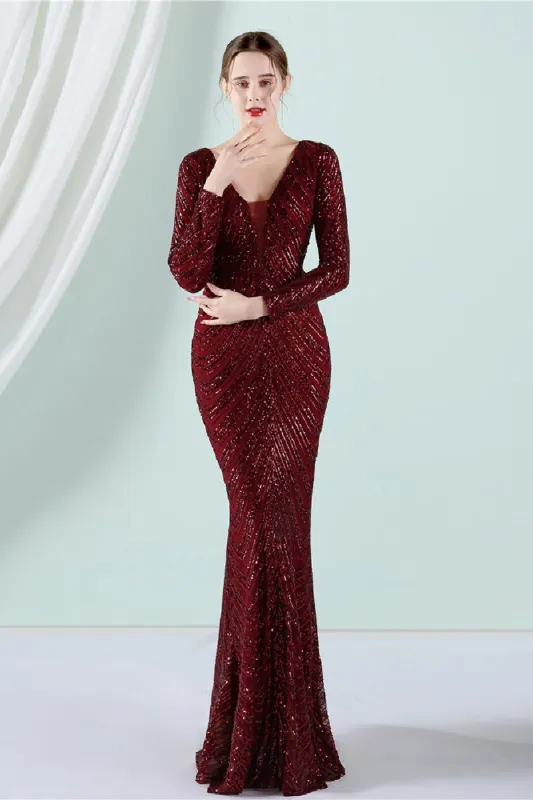 Sheath-column floor length sequined dress 677618007679 sold by Cocomelody