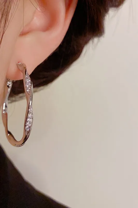 Diamond set metal hoop earrings 750500761296 sold by Cocomelody