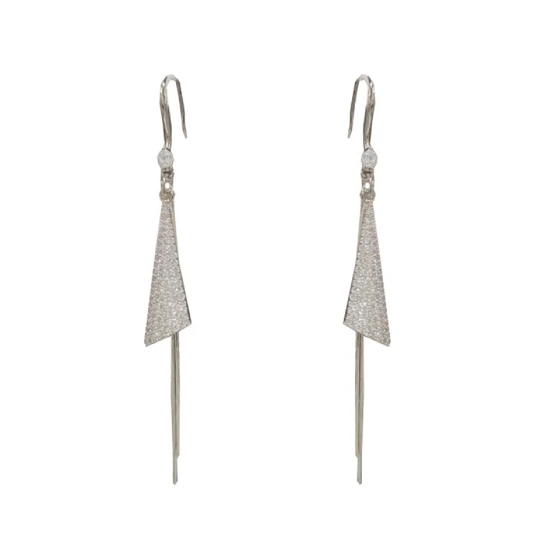 Miniature Zircon Triangular Long Tassel Ear Hook 807973724138 sold by Cocomelody