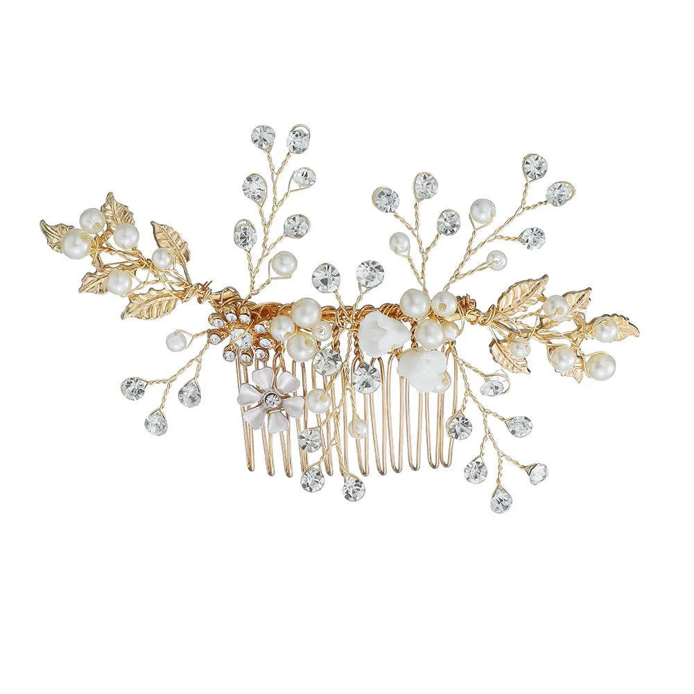 Hand alloy pearl updo bridal hair comb 716261902532 sold by Cocomelody product image thumbnail 5
