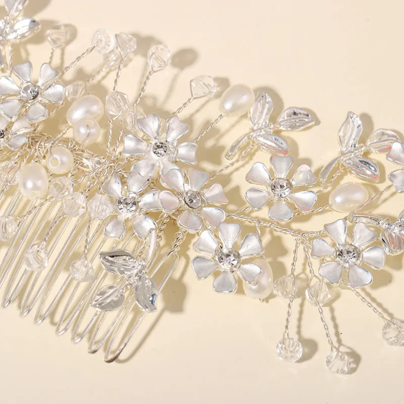 Crystal Pearl handmade crystal hair comb 716836390112 sold by Cocomelody