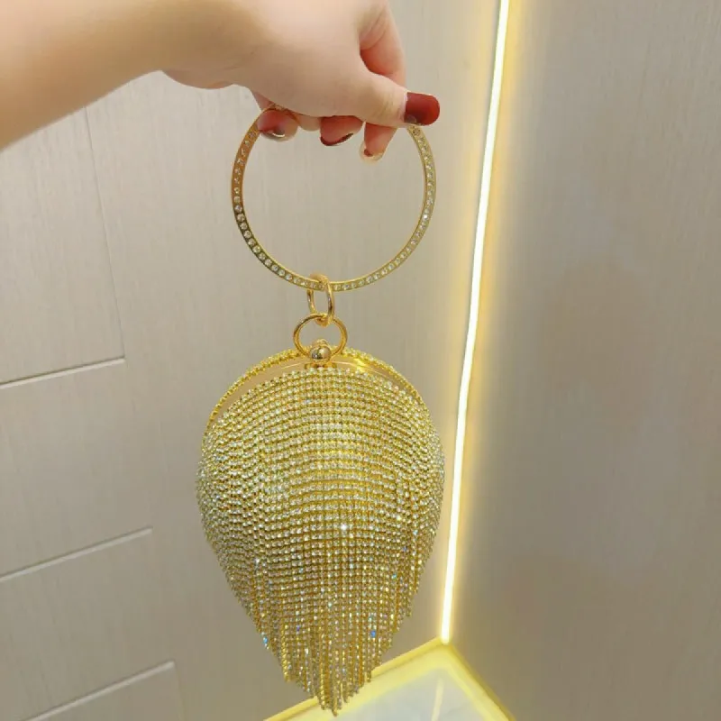 Rhinestone lady bag fringe bag party bag 786140693461 sold by Cocomelody