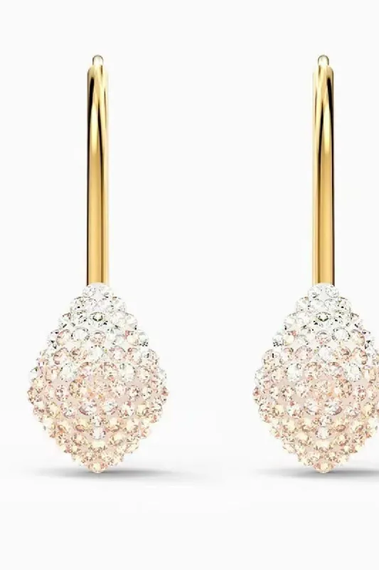 Gradient Champagne Drop stud Crystal diamond earrings 810230936368 sold by Cocomelody