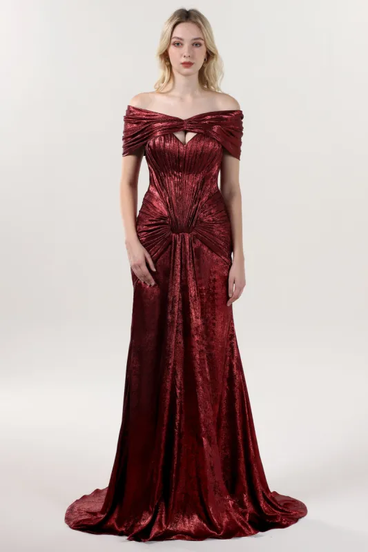 Trumpet-Mermaid Sweep-Brush Train Metallic Formal Dress CS0646 sold by Cocomelody