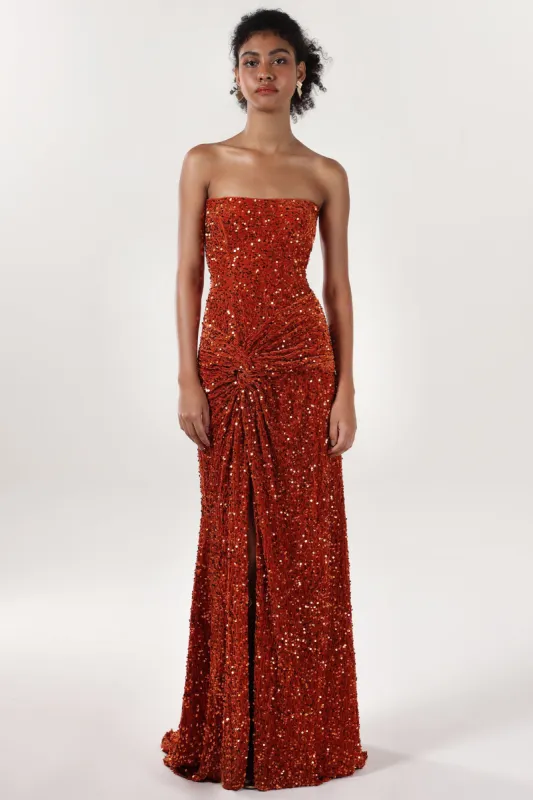 Sheath-Column Sweep-Brush Train Velvet Sequin Formal Dress CS0634 sold by Cocomelody