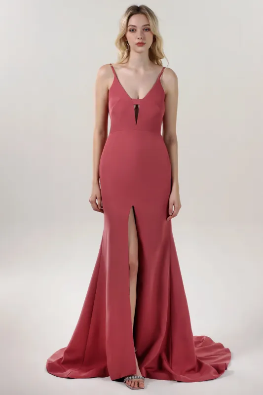 Mermaid Sweep-Brush Train Stretch Crepe Formal Dress CS0588 sold by Cocomelody