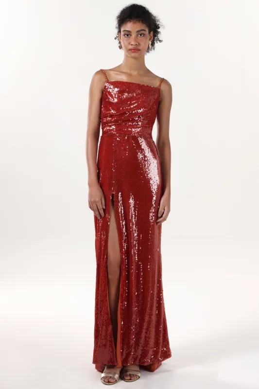 Sheath-Column Sweep-Brush Train Sequined Formal Dress CS0624 sold by Cocomelody