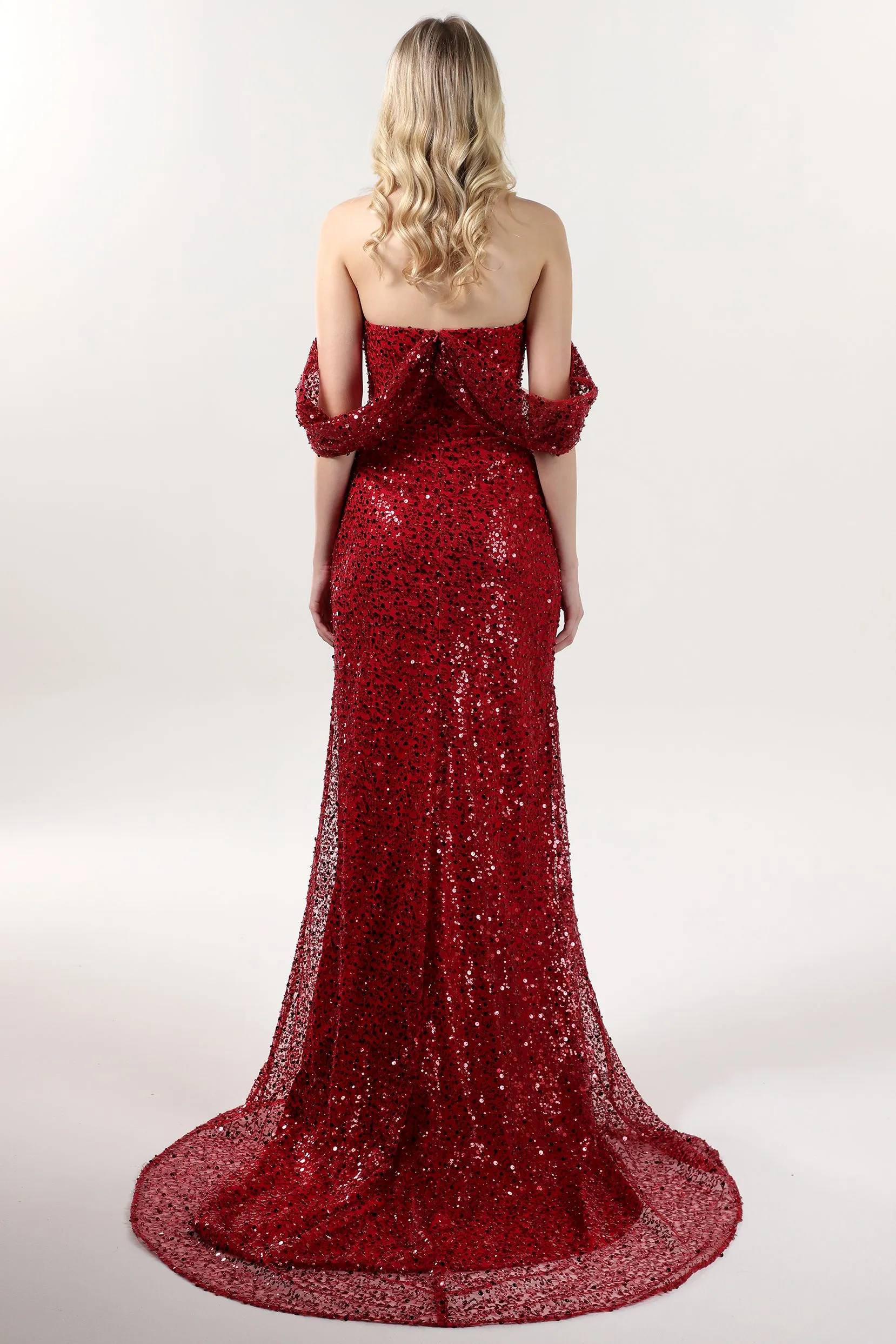 Sheath-Column Sweep-Brush Train Glitter Formal Dress CS0614 sold by Cocomelody product image thumbnail 2