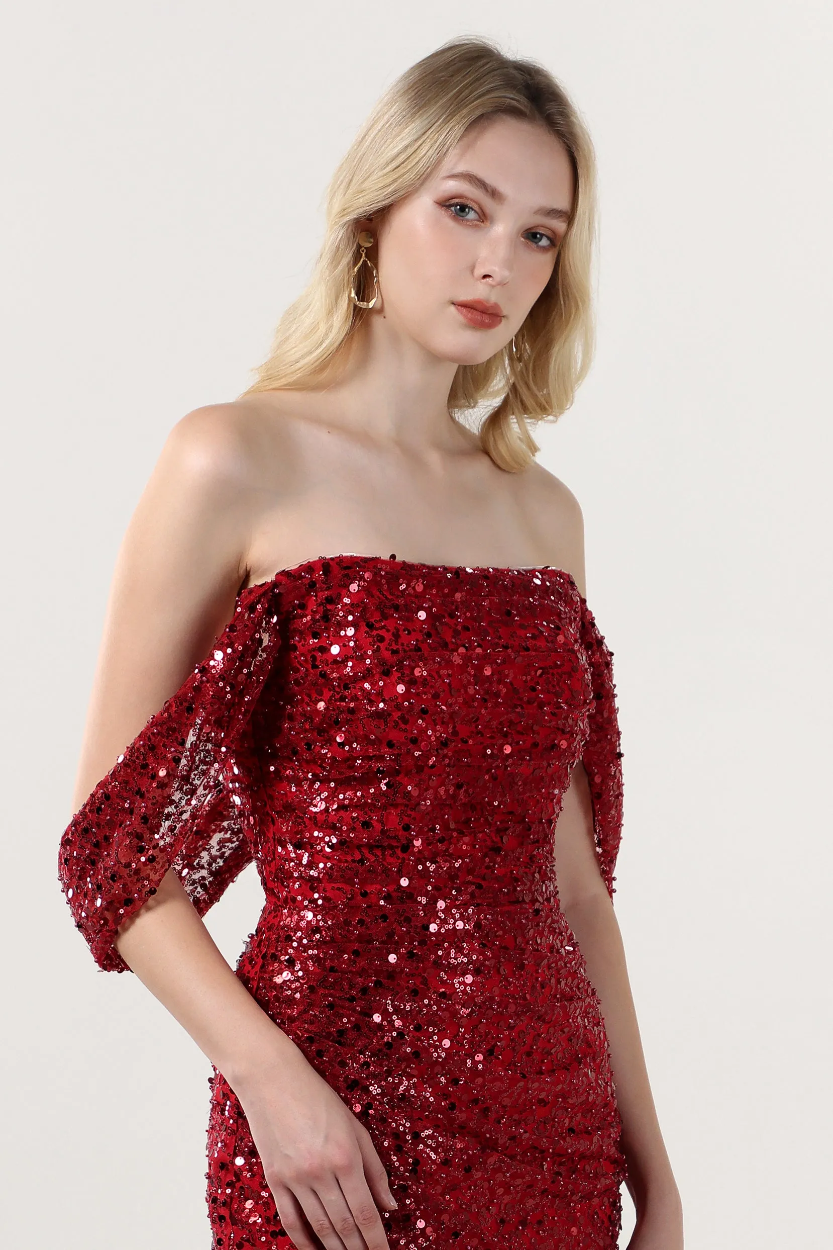 Sheath-Column Sweep-Brush Train Glitter Formal Dress CS0614 sold by Cocomelody product image thumbnail 5