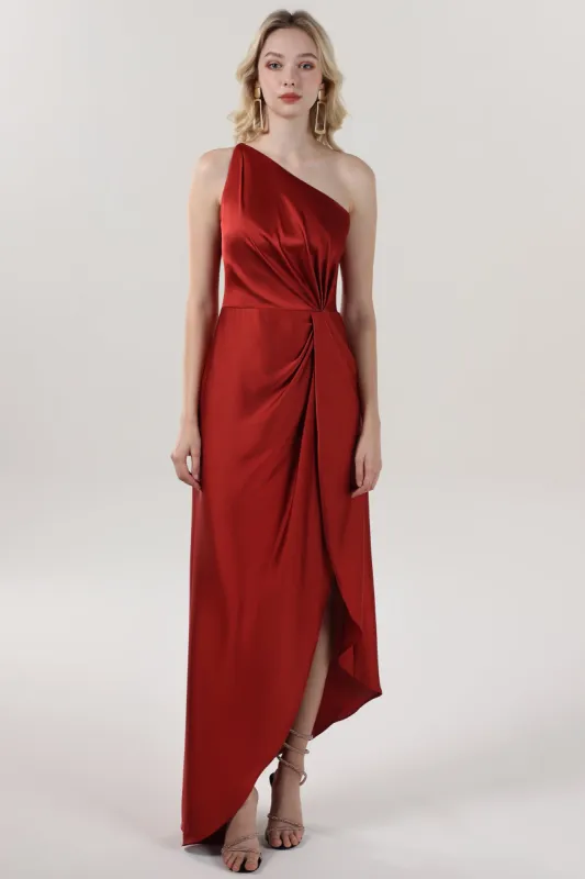 Sheath-Column Midi Luxe Satin Formal Dress CS0612 sold by Cocomelody