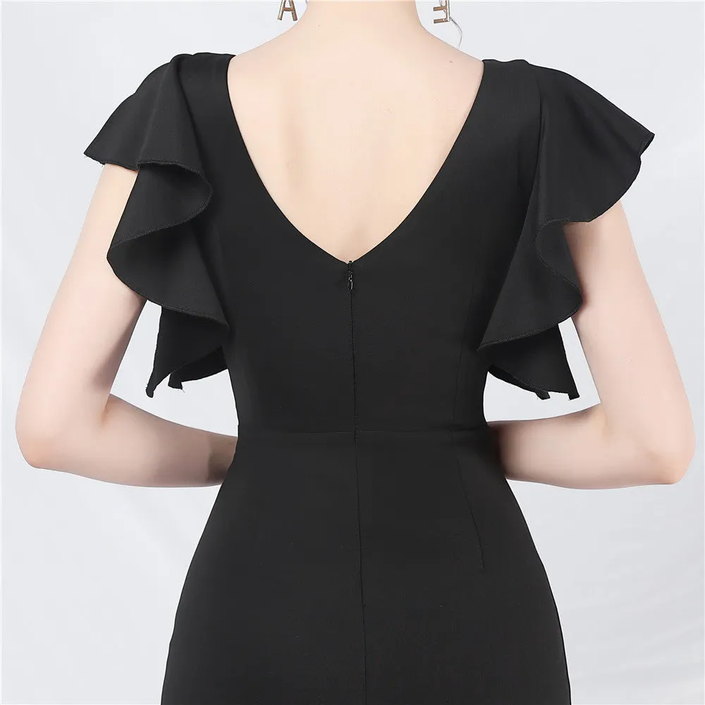 Sheath-Column Ankle Length Stretch Satin Cocktail Dress 787169199492 sold by Cocomelody product image thumbnail 4