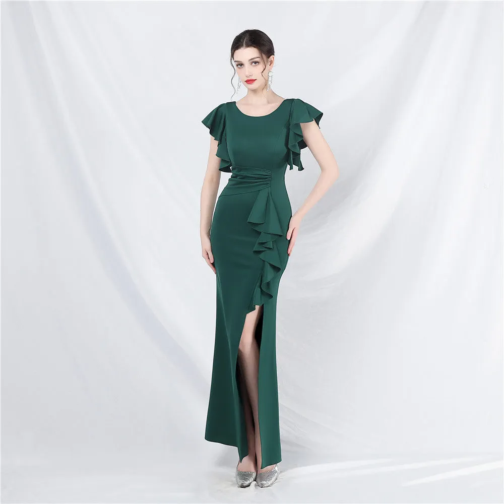 Sheath-Column Ankle Length Stretch Satin Cocktail Dress 787169199492 sold by Cocomelody product image thumbnail 5