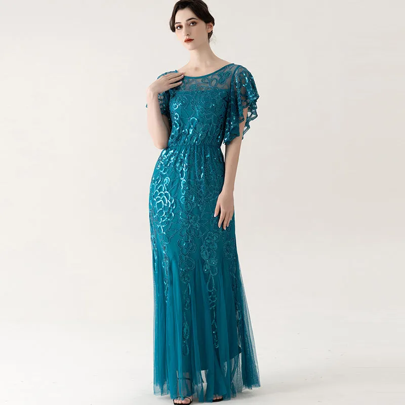 Sheath-Column Floor Length Sequined Lace&Tulle Dress 837006457646 sold by Cocomelody product image thumbnail 5
