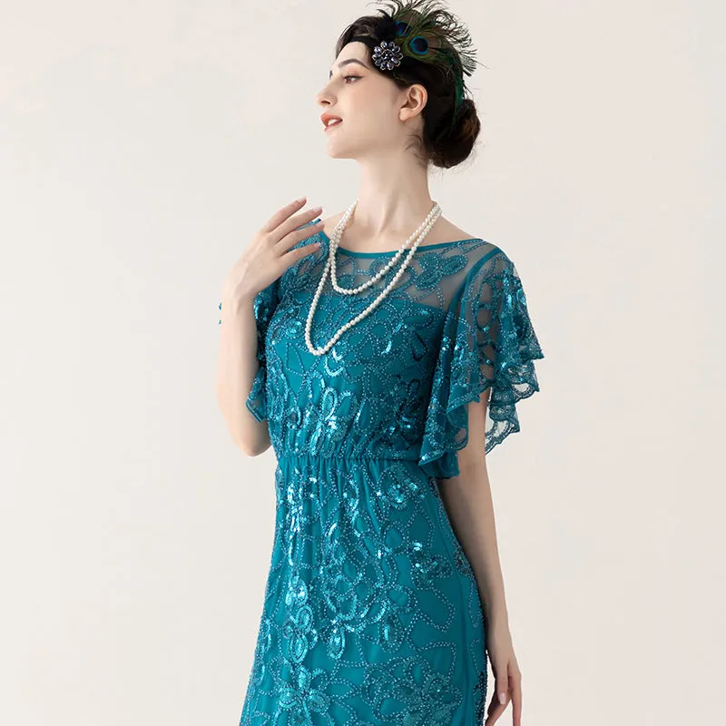 Sheath-Column Floor Length Sequined Lace&Tulle Dress 837006457646 sold by Cocomelody product image thumbnail 4