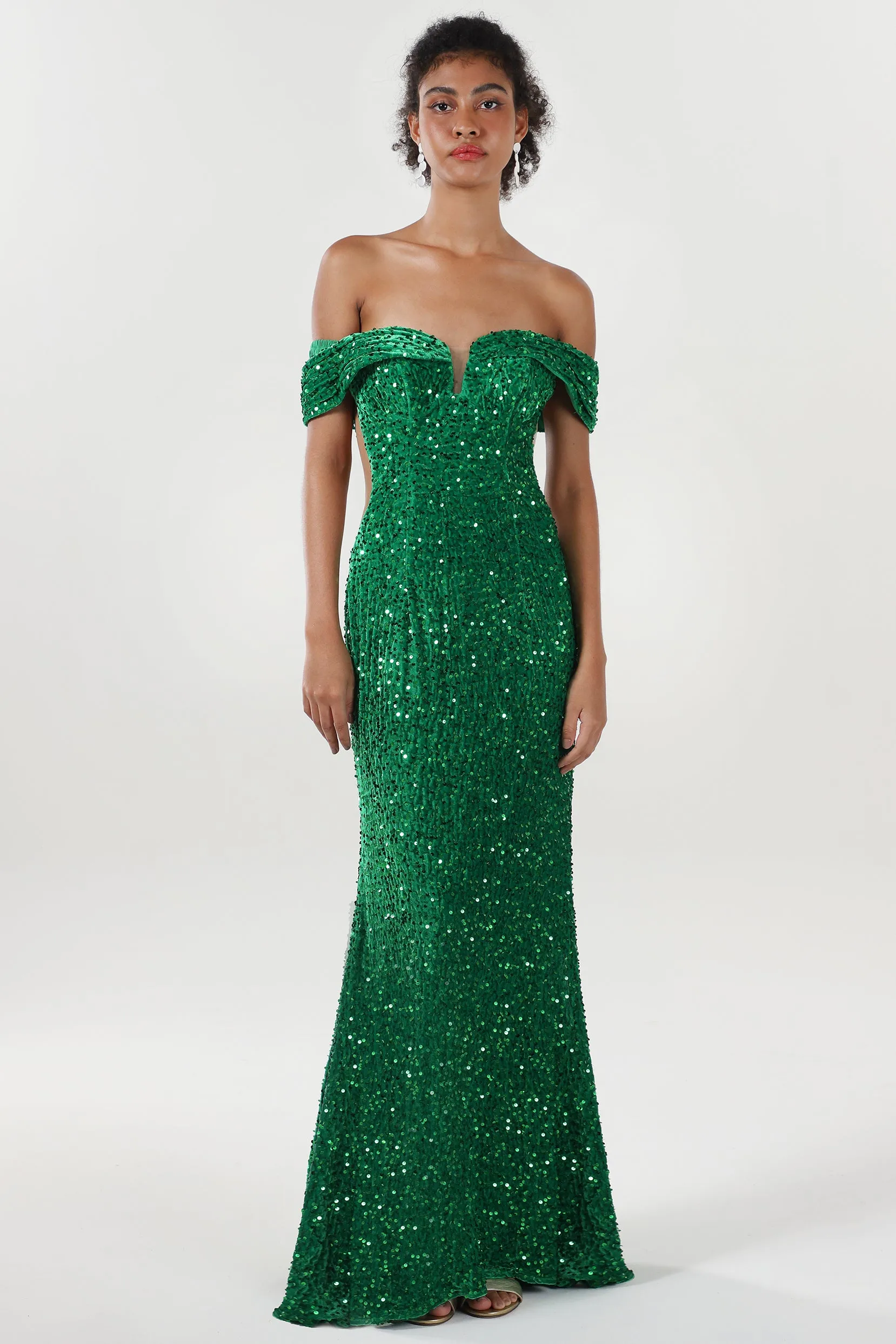 Trumpet-Mermaid Sweep-Brush Train Velvet Sequin Formal Dress CS0640 sold by Cocomelody