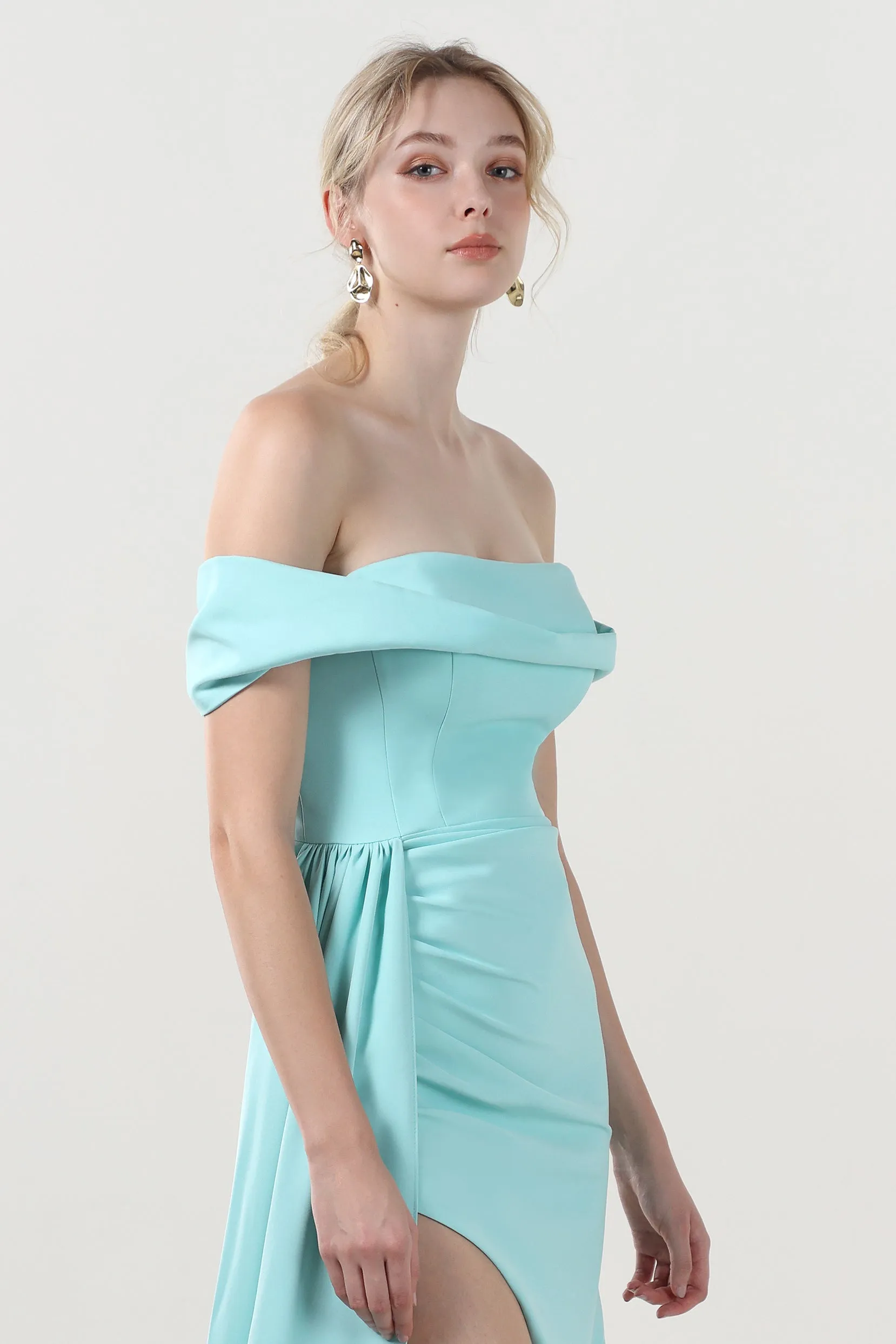 Sheath-Column Sweep-Brush Train Stretch Crepe Formal Dress CS0592 sold by Cocomelody product image thumbnail 5