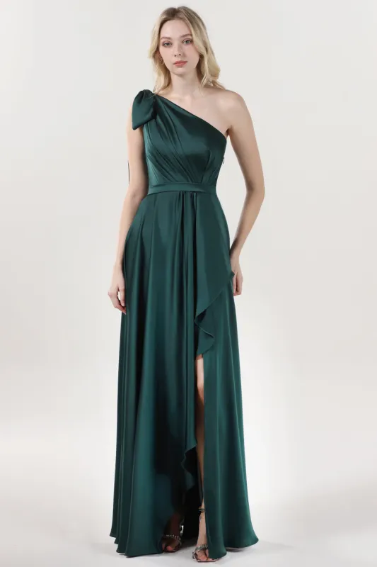 Asymmetrical Maxi Luxe Satin Formal Dress CS0603 sold by Cocomelody