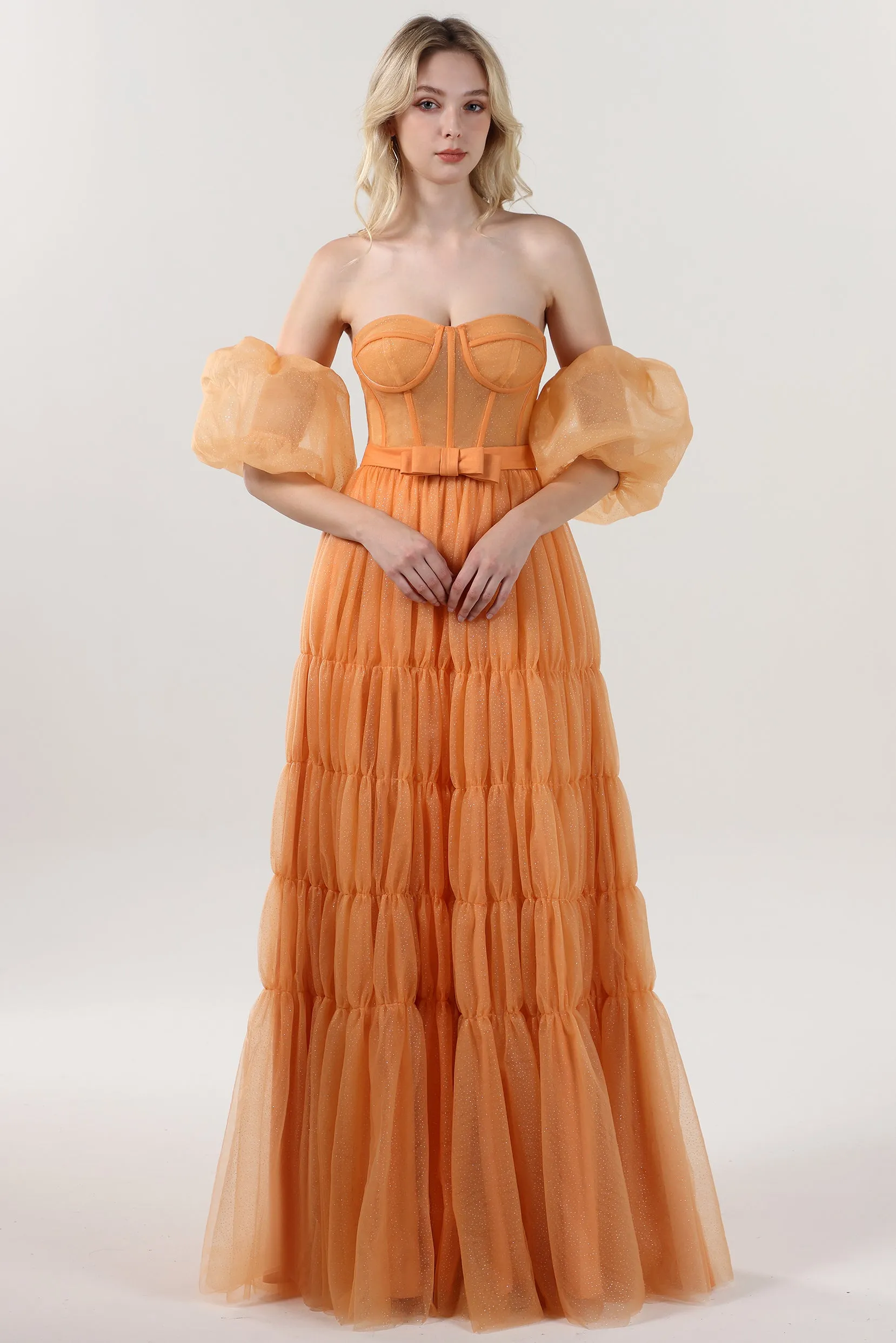 A-Line Maxi Tulle Formal Dress CS0661 sold by Cocomelody