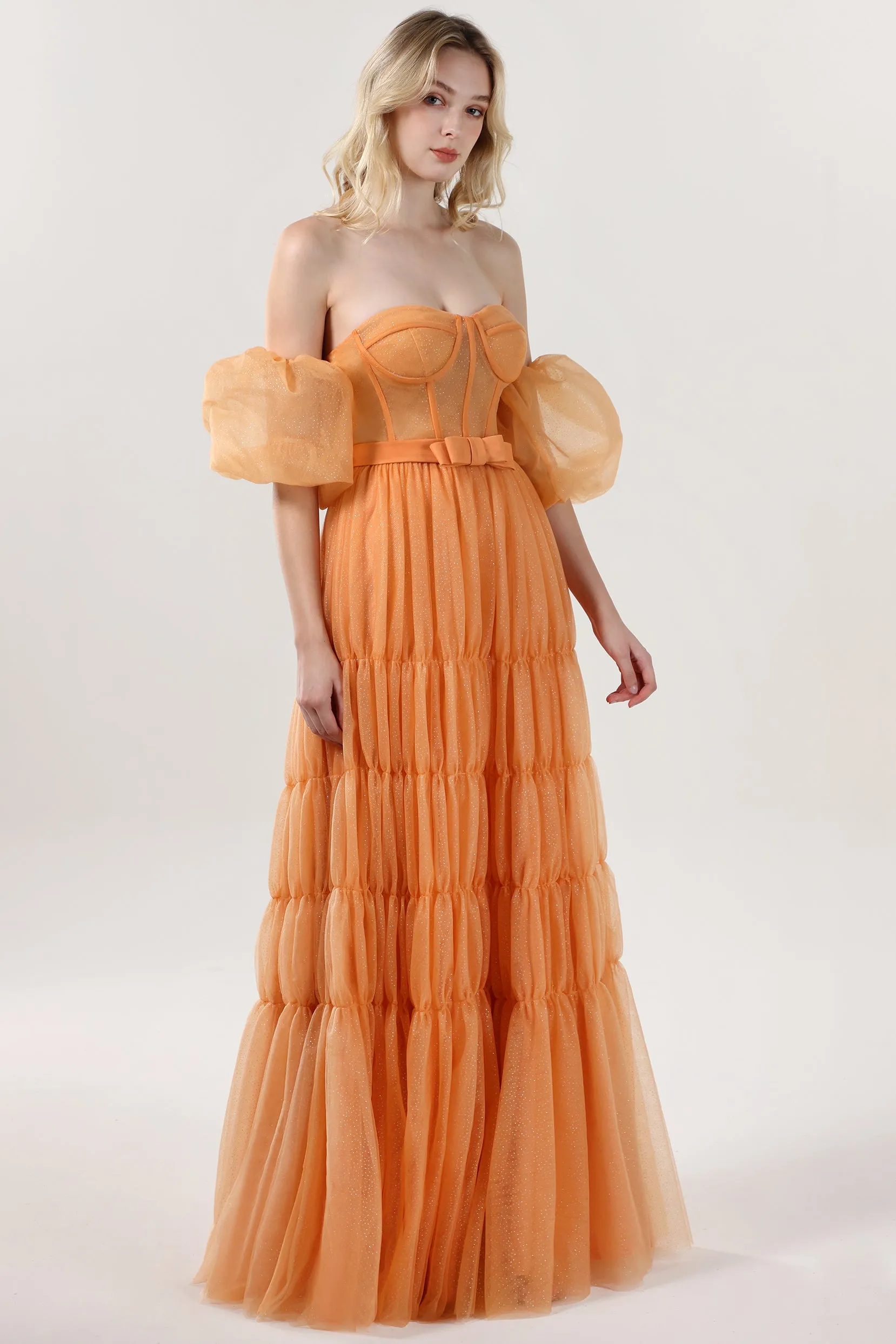 A-Line Maxi Tulle Formal Dress CS0661 sold by Cocomelody product image thumbnail 4