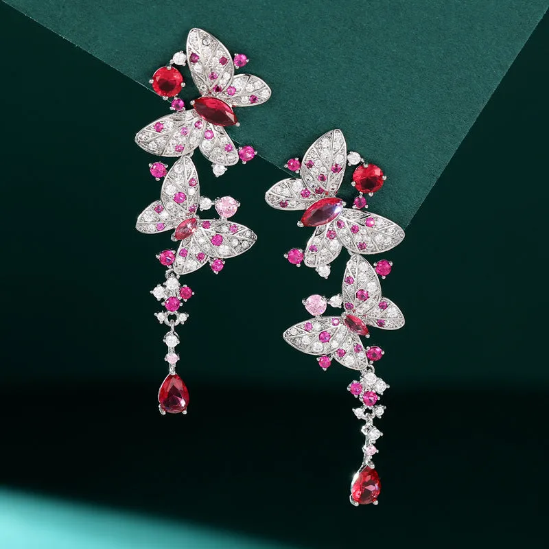 Long butterfly tassel zircon earrings 717866240971 sold by Cocomelody product image thumbnail 4