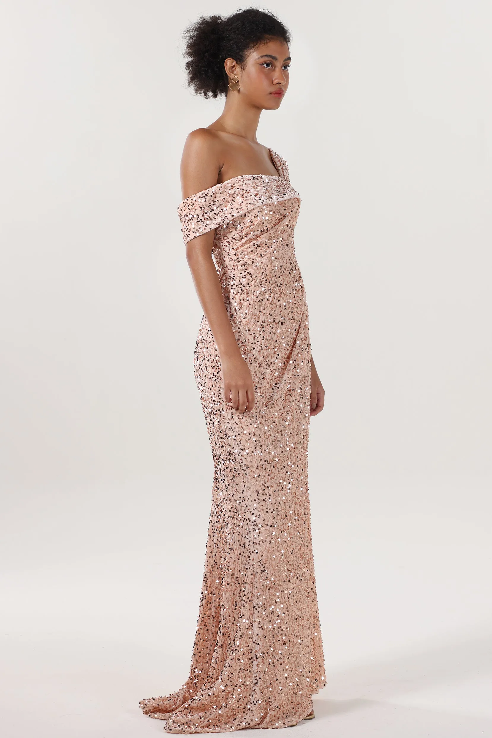 Sheath-Column Sweep-Brush Train Velvet Sequin Formal Dress CS0635 sold by Cocomelody product image thumbnail 3