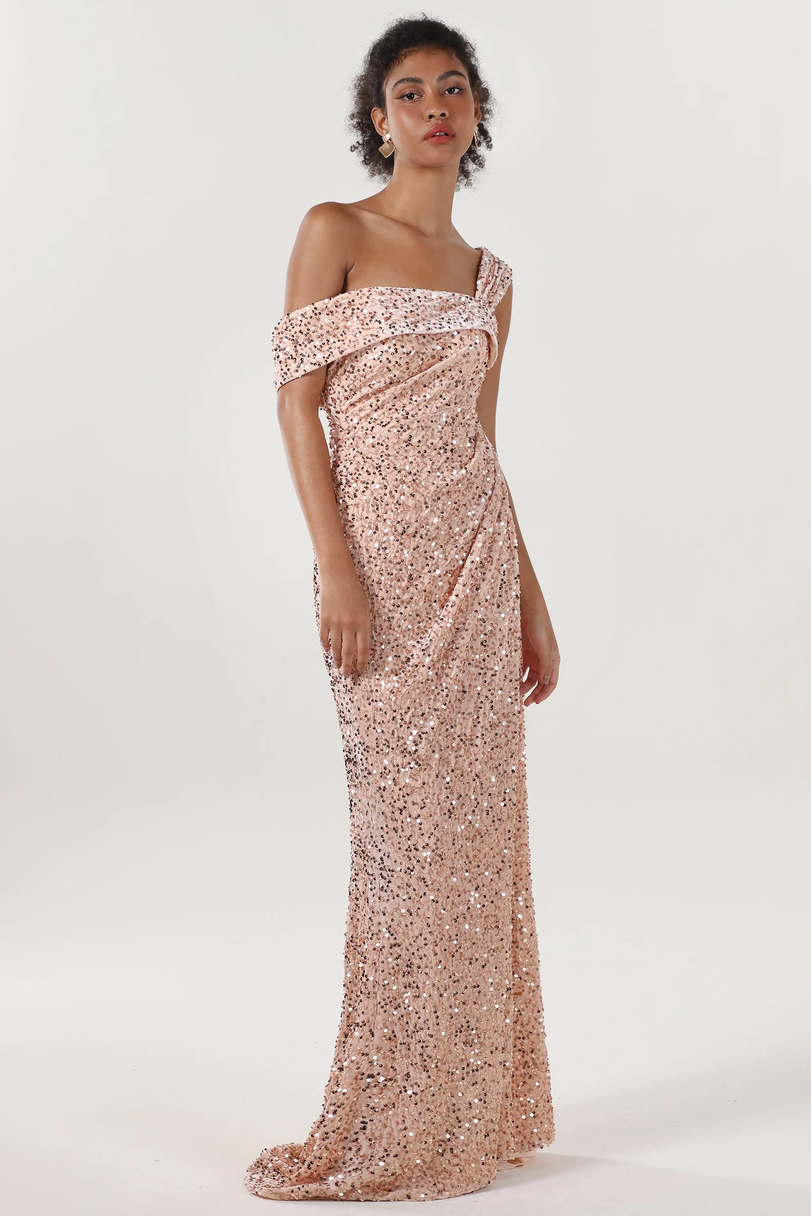 Sheath-Column Sweep-Brush Train Velvet Sequin Formal Dress CS0635 sold by Cocomelody