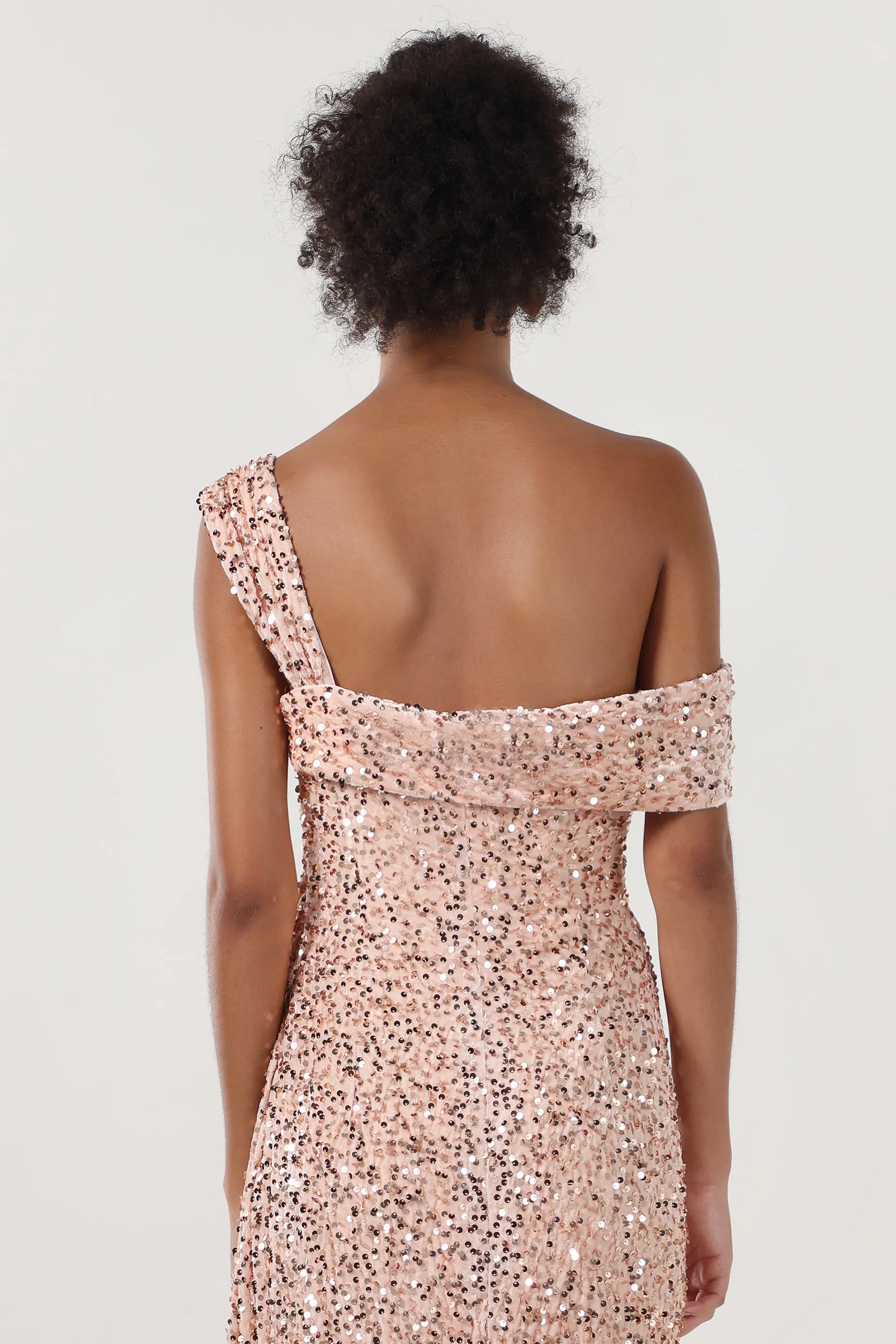 Sheath-Column Sweep-Brush Train Velvet Sequin Formal Dress CS0635 sold by Cocomelody product image thumbnail 5