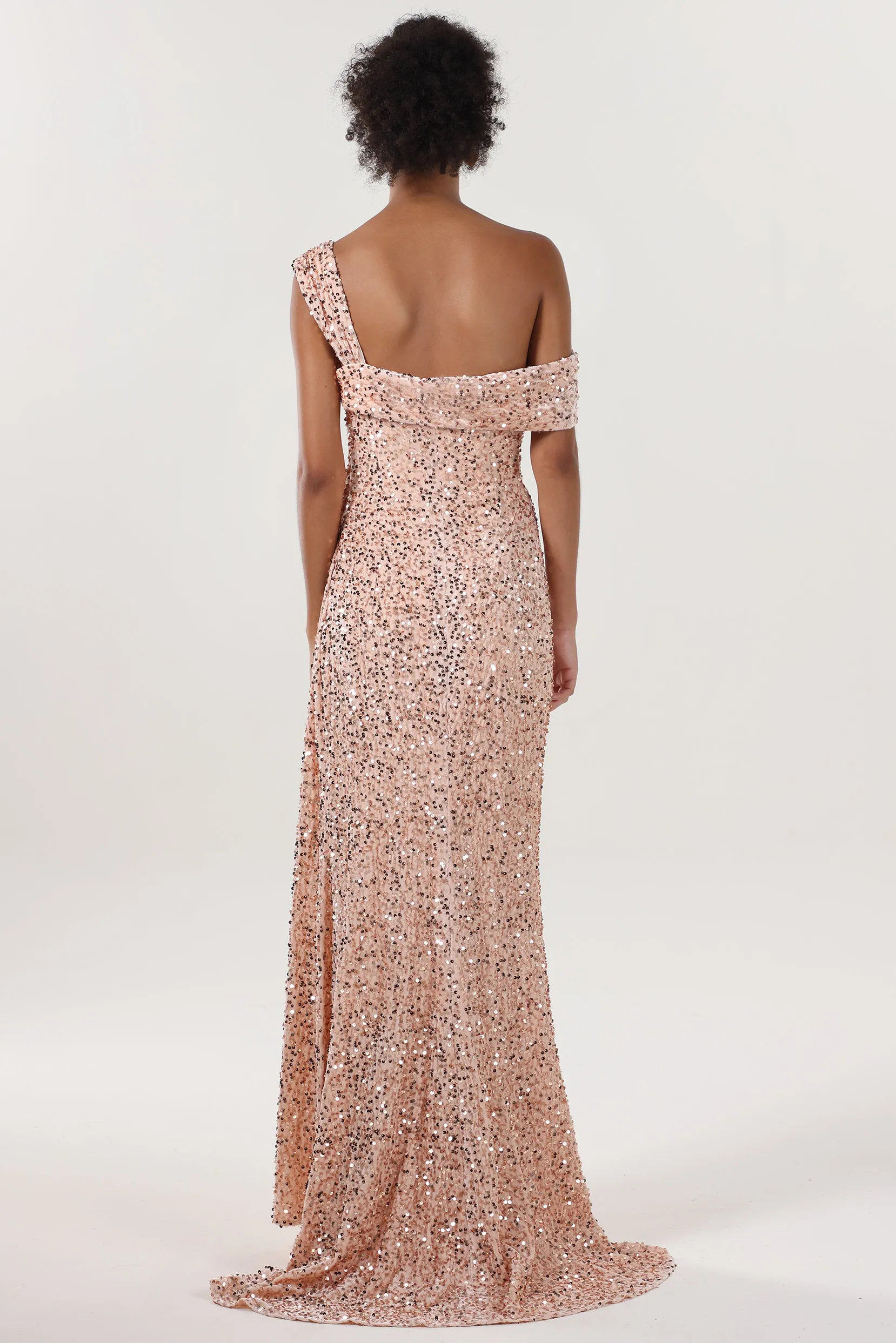 Sheath-Column Sweep-Brush Train Velvet Sequin Formal Dress CS0635 sold by Cocomelody product image thumbnail 2