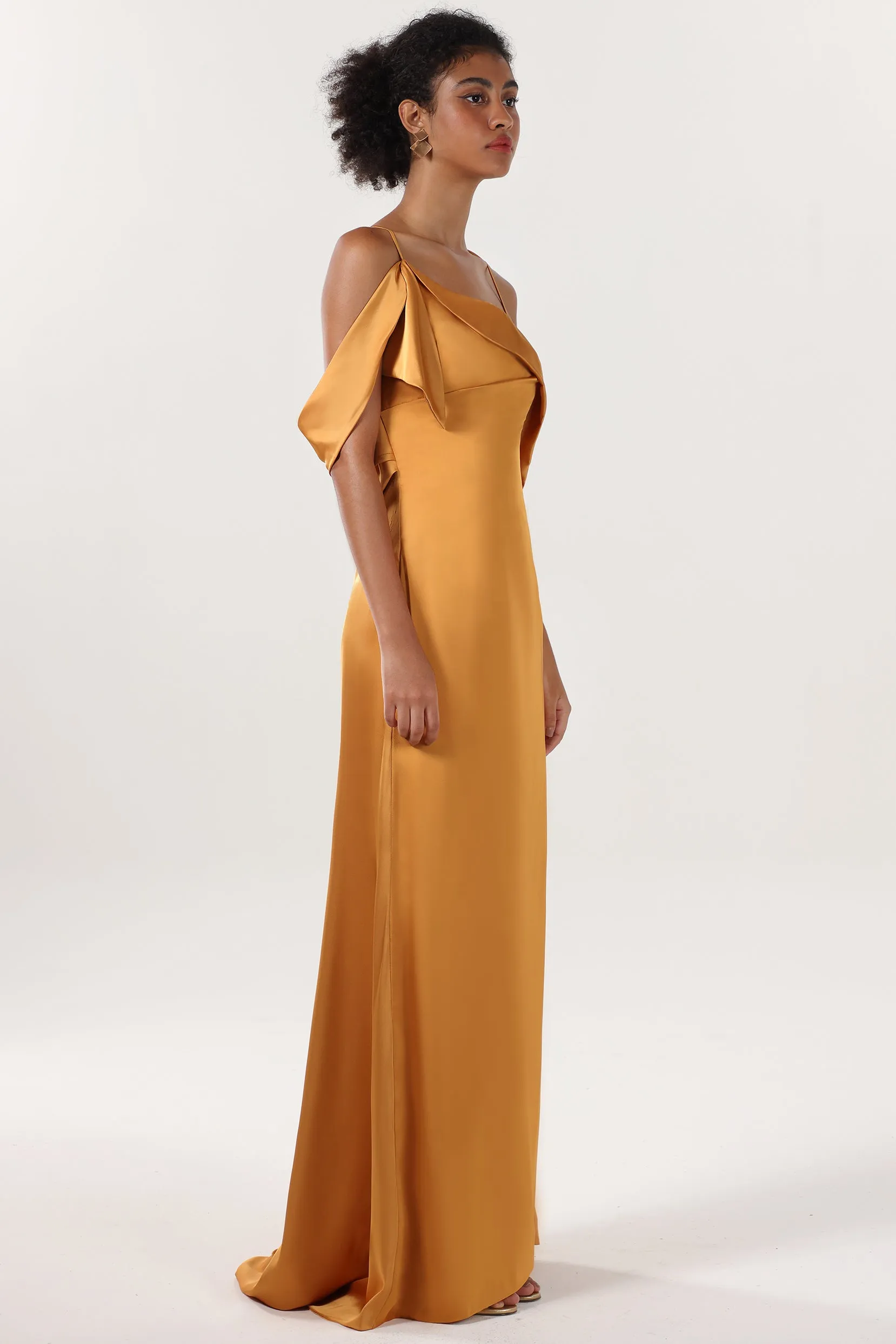 Sheath-Column Sweep-Brush Train Luxe Satin Formal Dress CS0598 sold by Cocomelody product image thumbnail 3