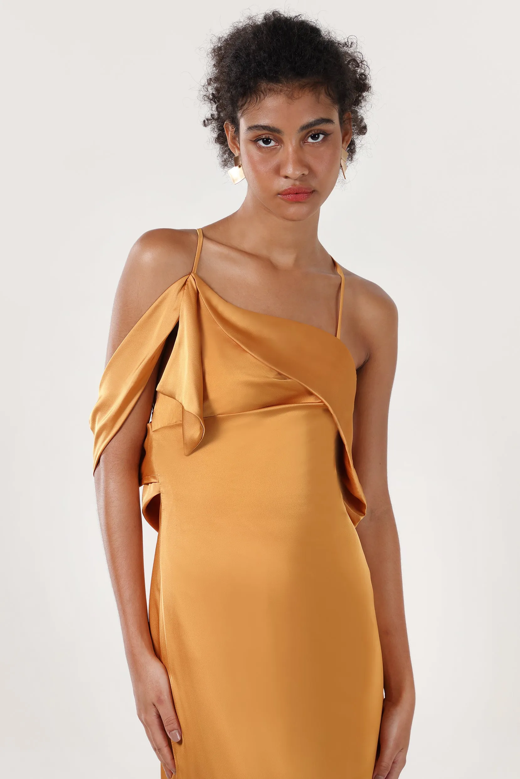 Sheath-Column Sweep-Brush Train Luxe Satin Formal Dress CS0598 sold by Cocomelody product image thumbnail 4