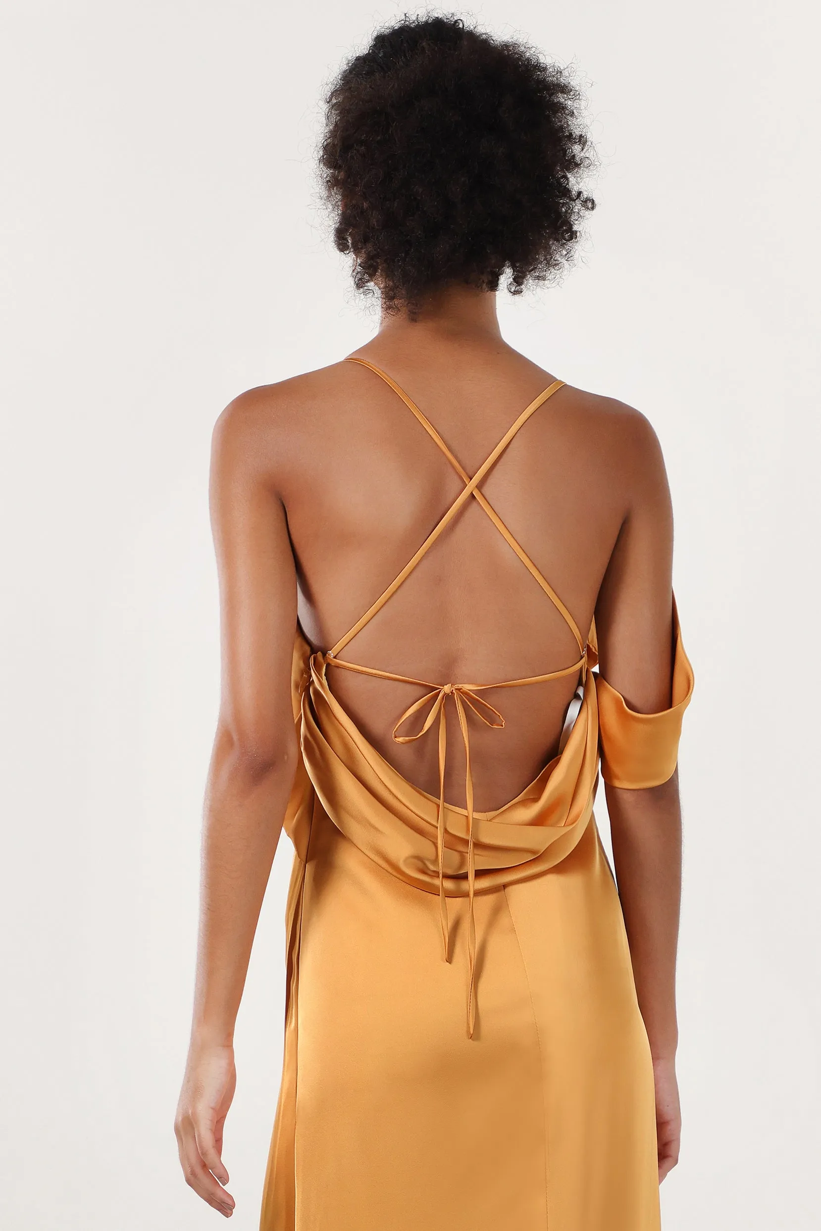 Sheath-Column Sweep-Brush Train Luxe Satin Formal Dress CS0598 sold by Cocomelody product image thumbnail 5