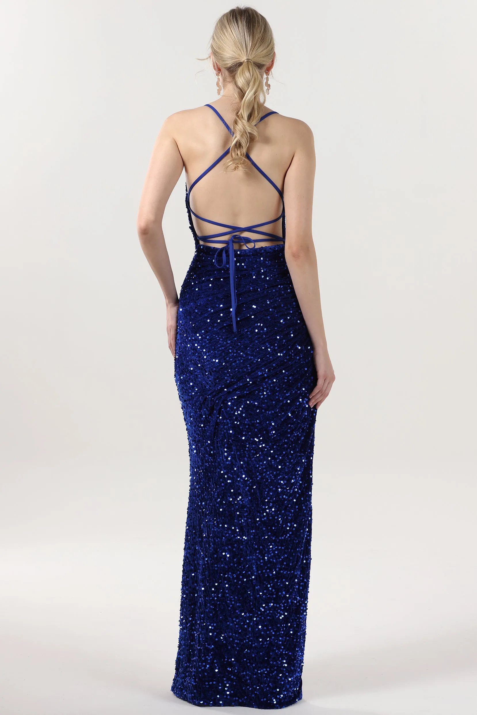 Sheath-Column Maxi Velvet Sequin Formal Dress CS0637 sold by Cocomelody product image thumbnail 2