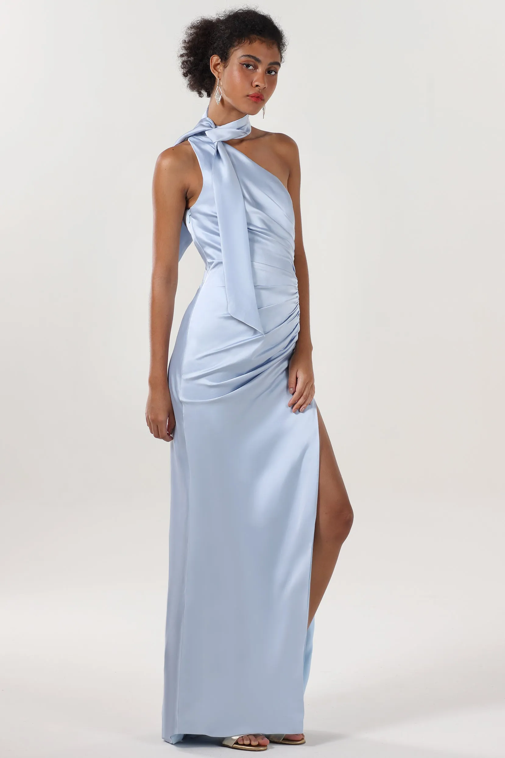 Sheath-Column Maxi Luxe Satin Formal Dress CS0604 sold by Cocomelody product image thumbnail 3