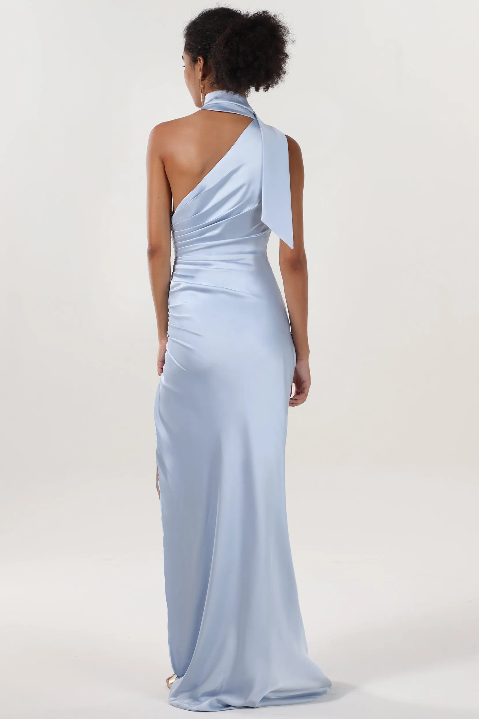 Sheath-Column Maxi Luxe Satin Formal Dress CS0604 sold by Cocomelody product image thumbnail 2