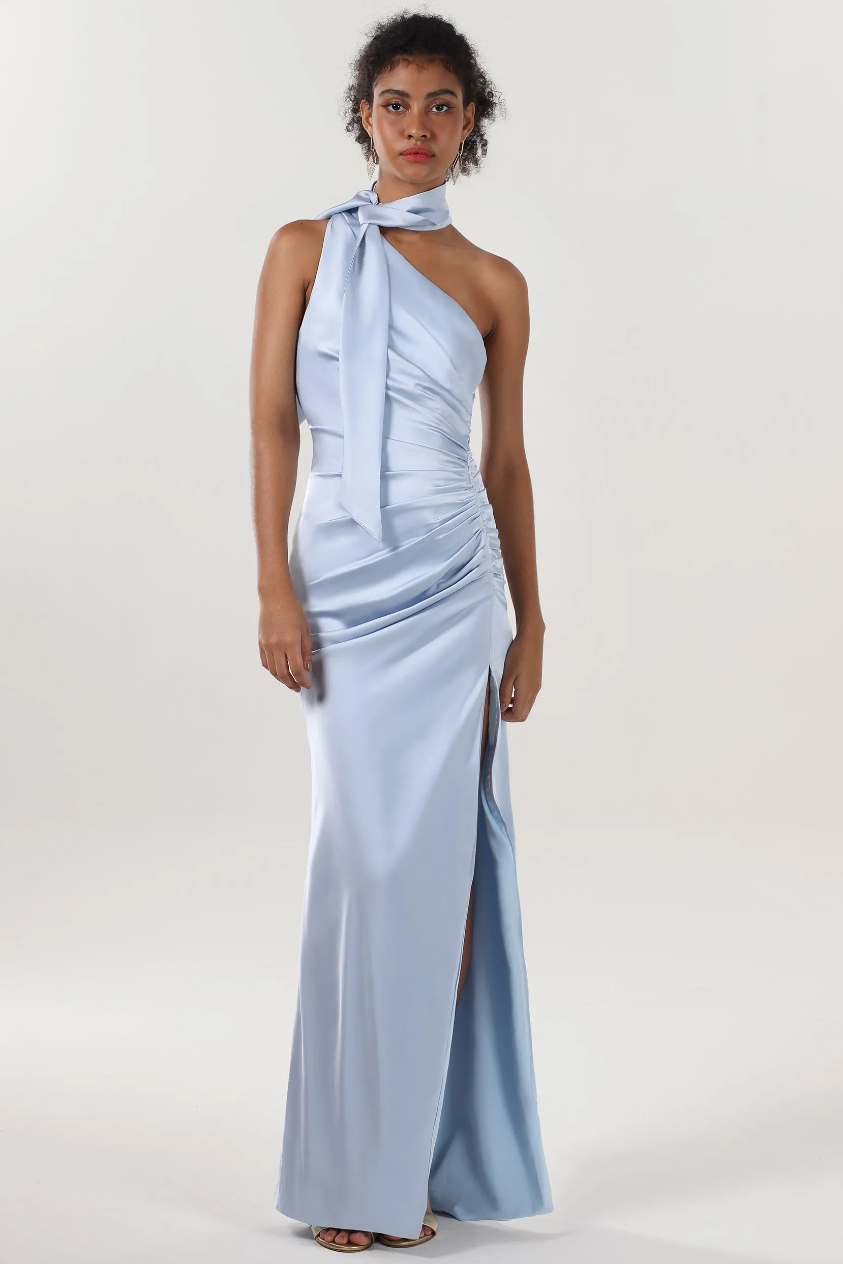 Sheath-Column Maxi Luxe Satin Formal Dress CS0604 sold by Cocomelody