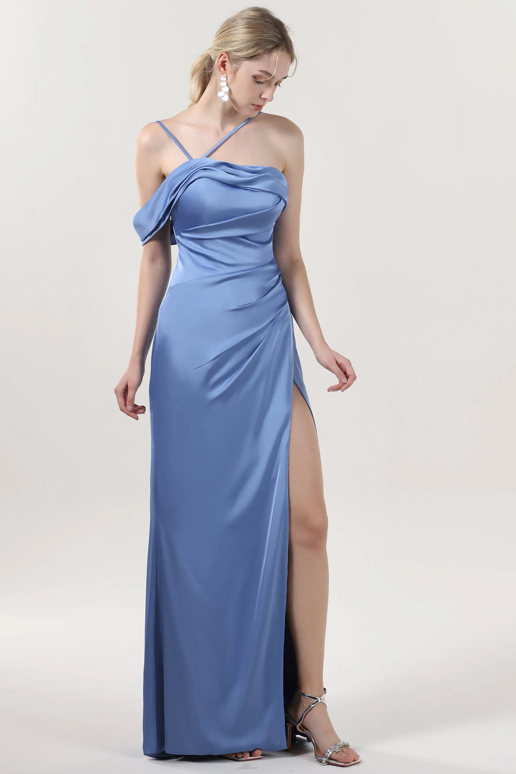 Sheath-Column Maxi Luxe Satin Formal Dress CS0602 sold by Cocomelody product image thumbnail 3