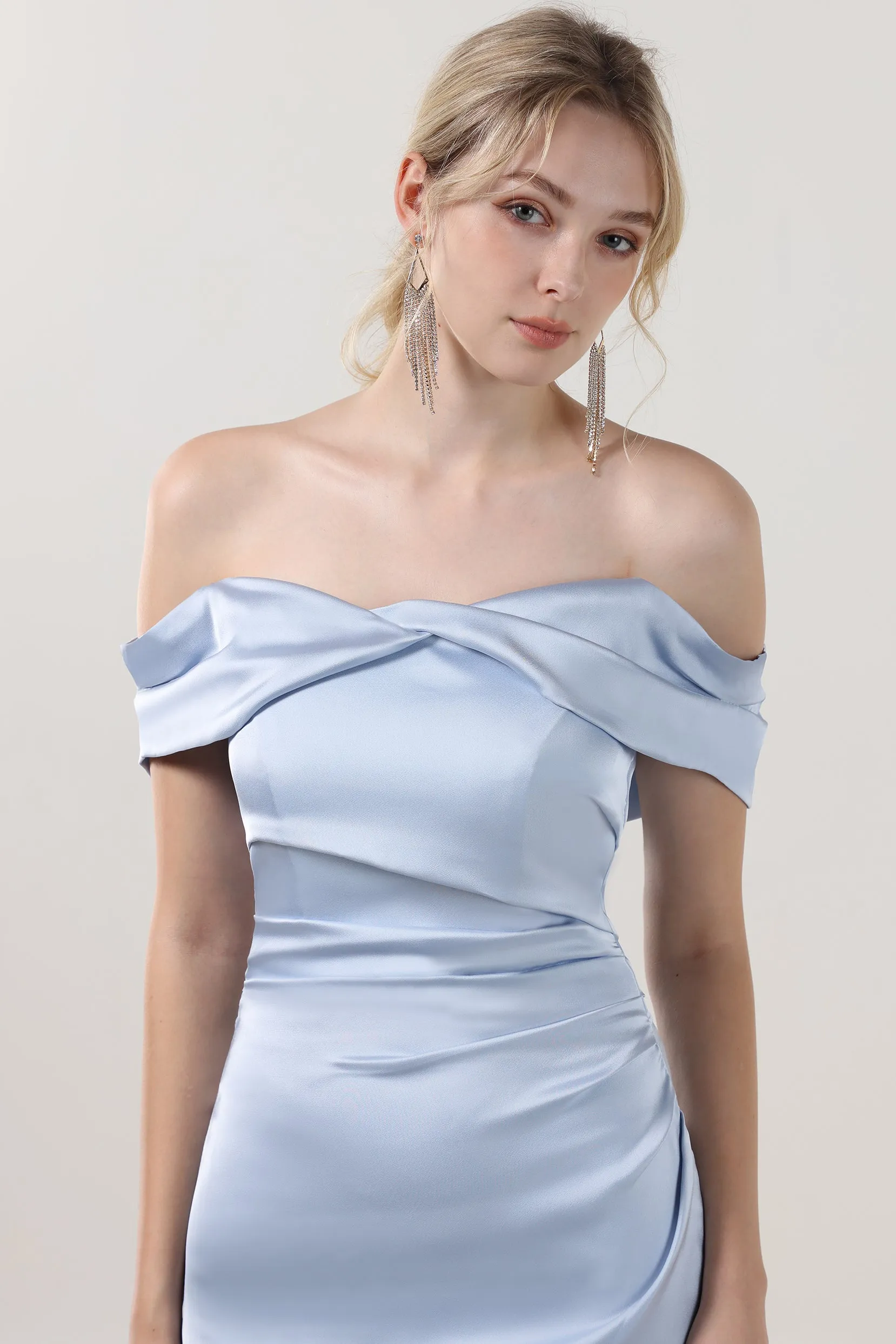 Sheath-Column Midi Luxe Satin Formal Dress CS0610 sold by Cocomelody product image thumbnail 4