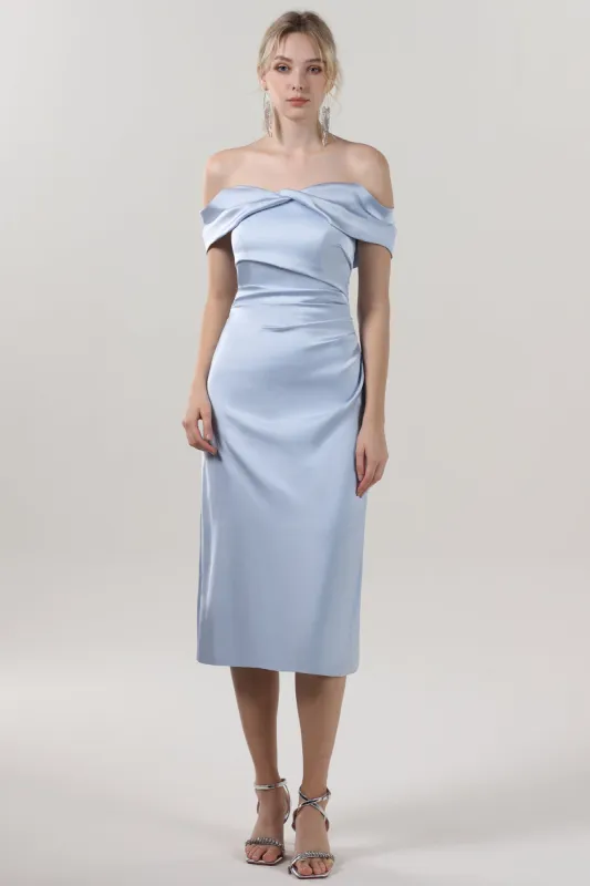 Sheath-Column Midi Luxe Satin Formal Dress CS0610 sold by Cocomelody