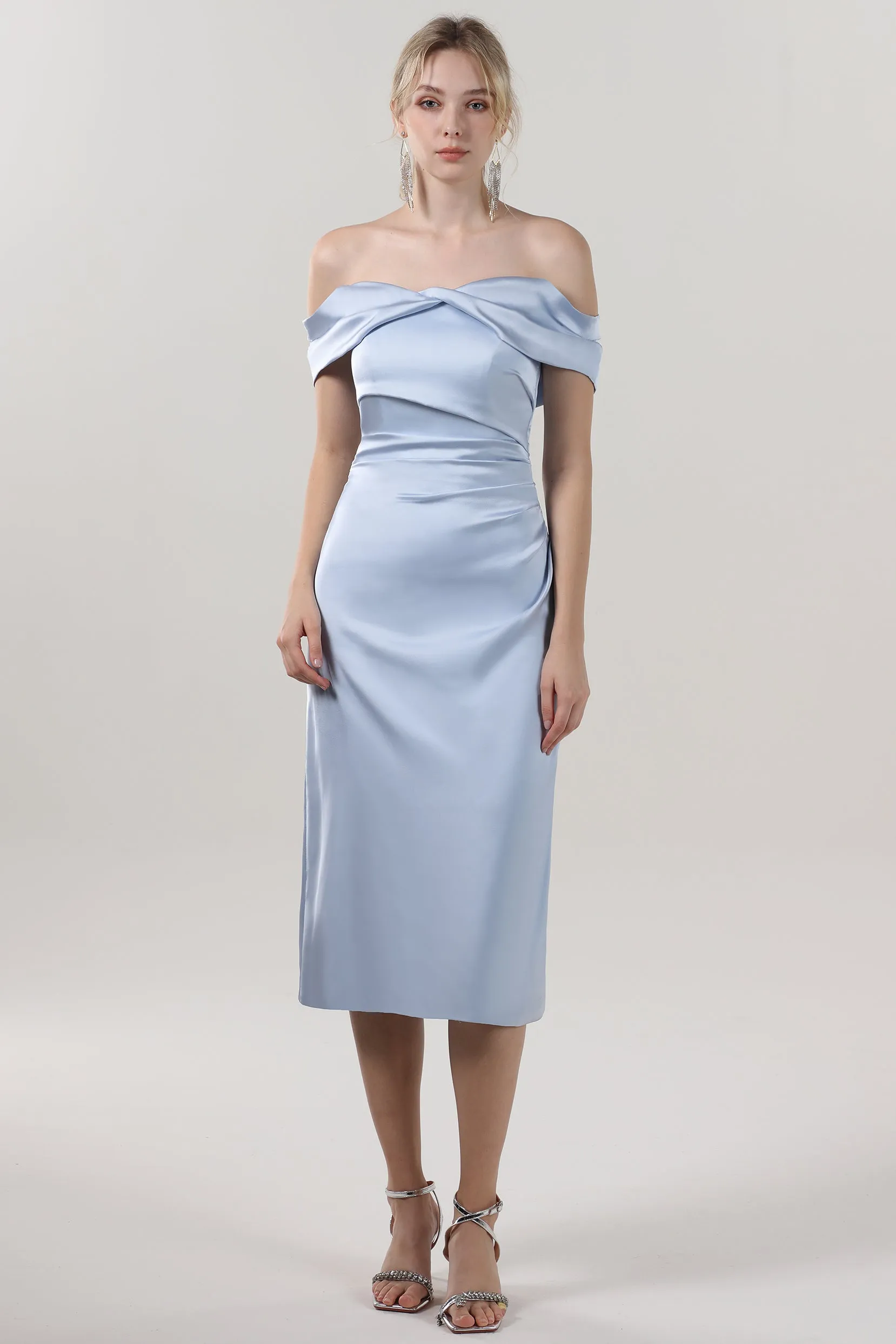 Sheath-Column Midi Luxe Satin Formal Dress CS0610 sold by Cocomelody