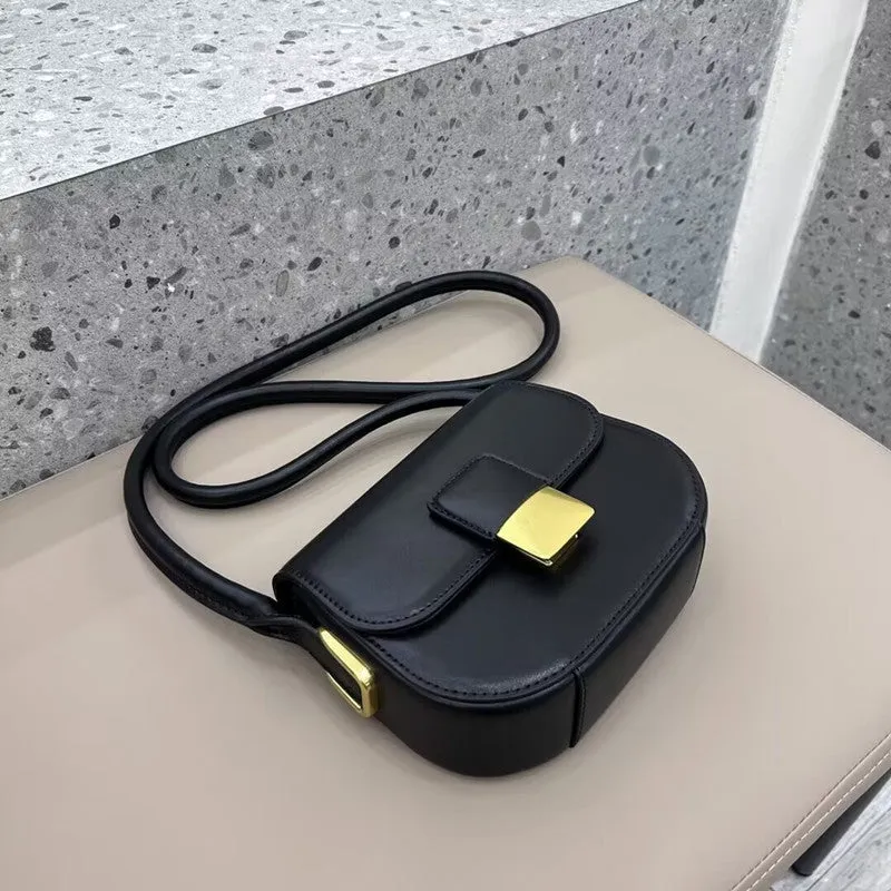 Leather half round saddle bag underarm bag 724733009492 sold by Cocomelody product image thumbnail 5