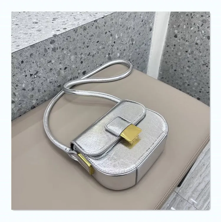 Leather half round saddle bag underarm bag 724733009492 sold by Cocomelody