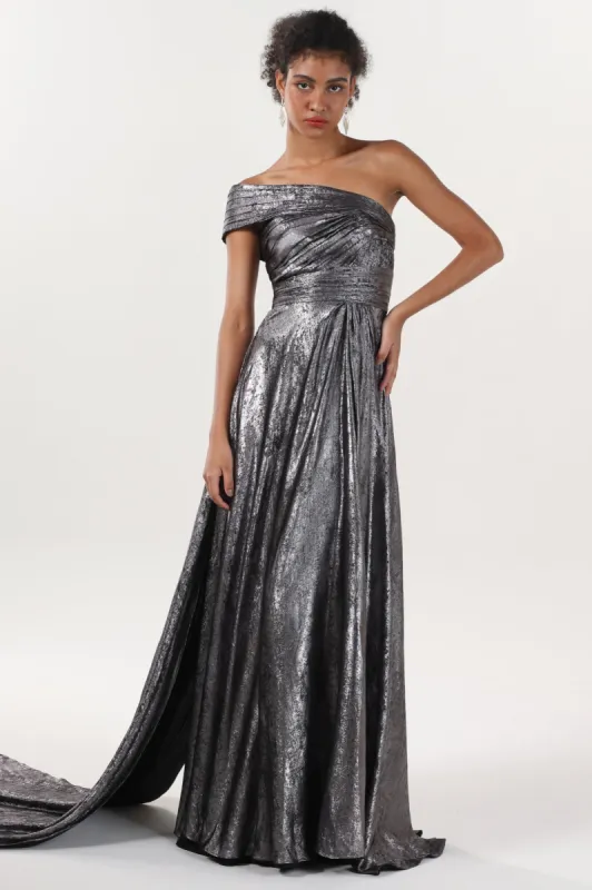 A-Line Maxi Metallic Formal Dress CS0653 sold by Cocomelody