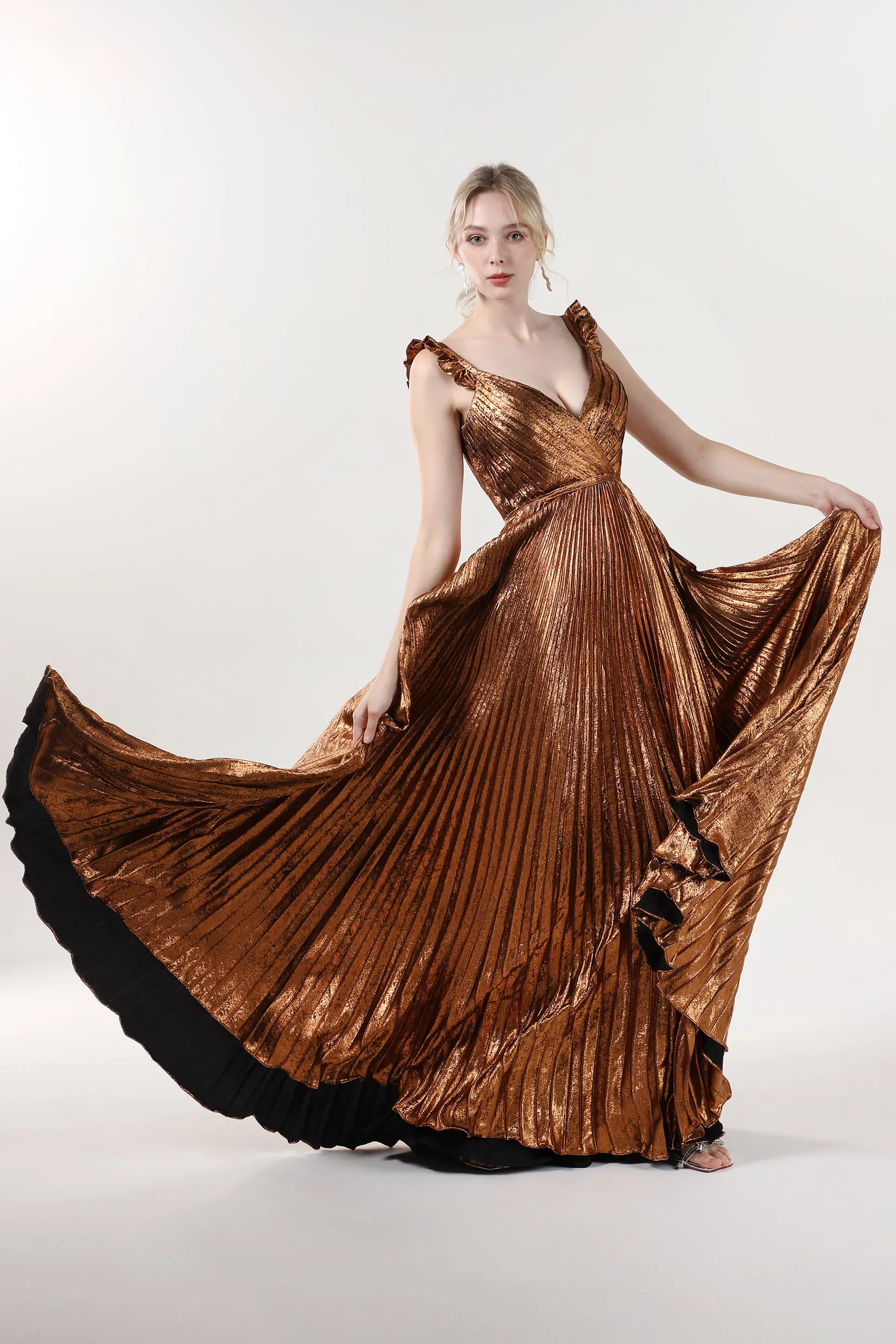 A-Line Maxi Metallic Formal Dress CS0655 sold by Cocomelody product image thumbnail 3