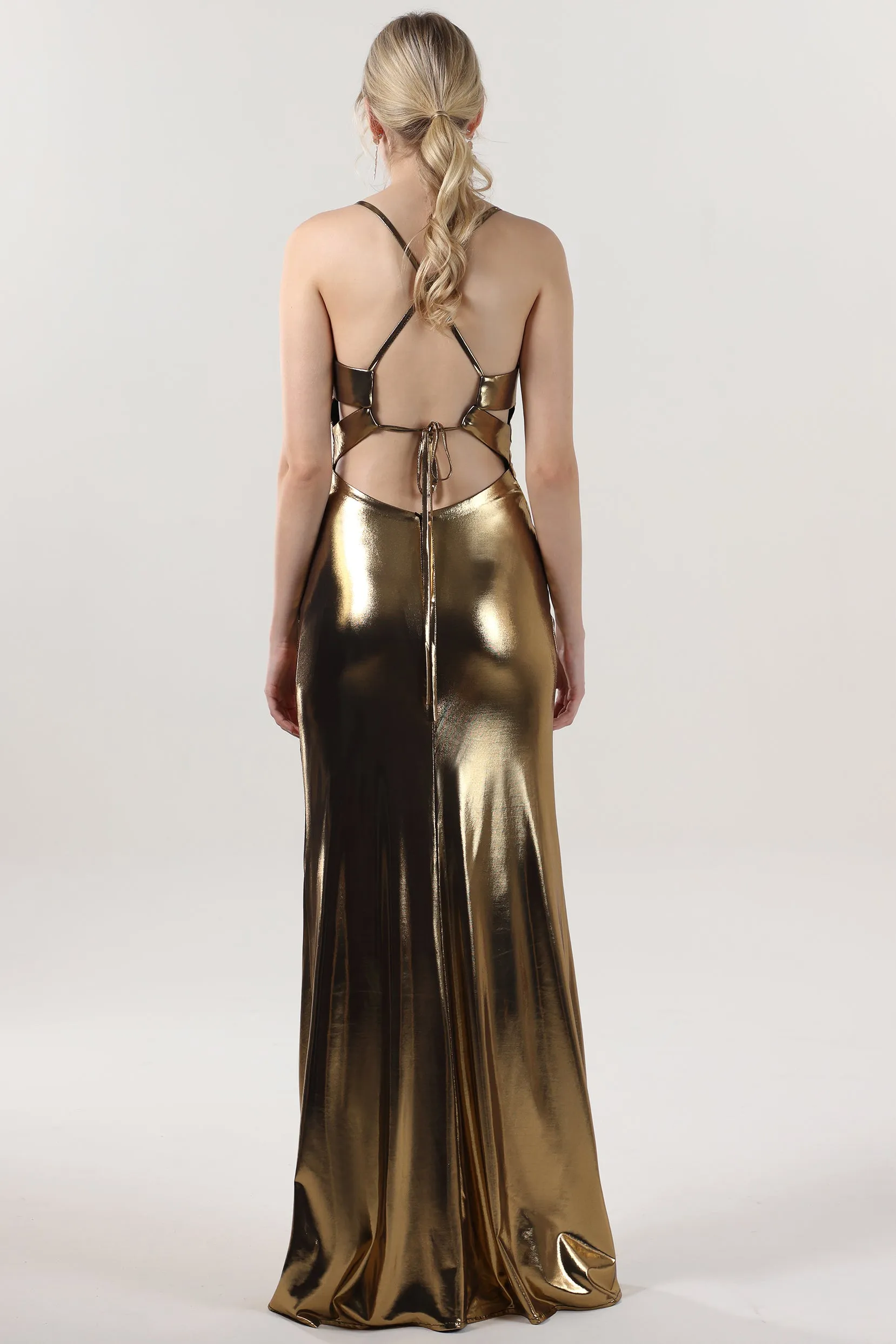Sheath-Column Maxi Metallic Formal Dress CS0657 sold by Cocomelody product image thumbnail 2