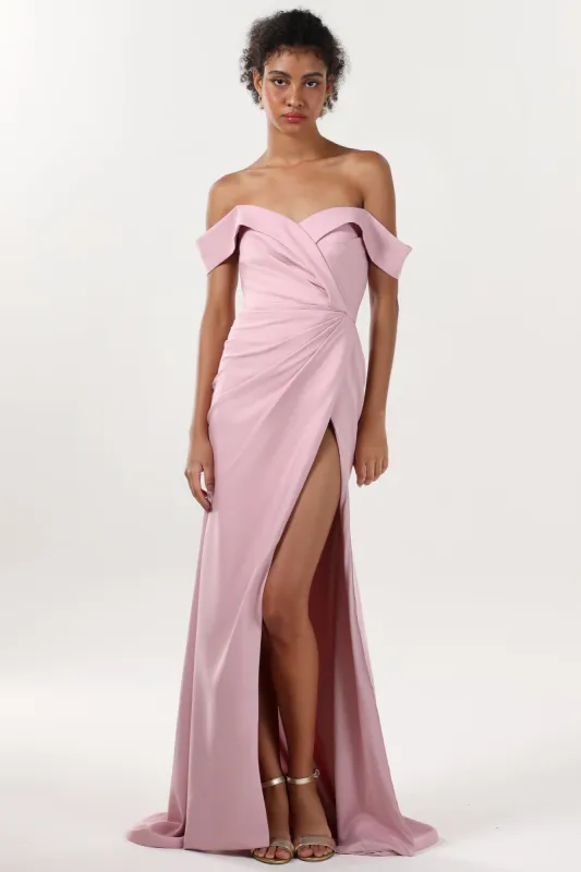 Sheath-Column Sweep-Brush Train Stretch Crepe Formal Dress CS0595 sold by Cocomelody