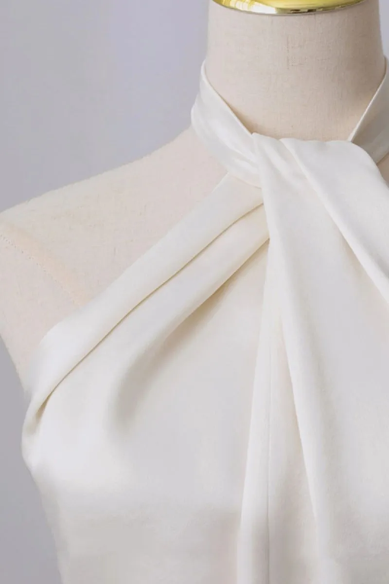 A-Line Sweep-Brush Train Satin Wedding Dress 735511460121 sold by Cocomelody product image thumbnail 4