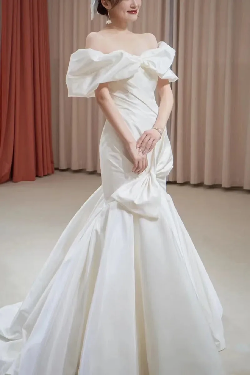 Trumpet-Mermaid Sweep-Brush Train Satin Wedding Dress 676063040132 sold by Cocomelody product image thumbnail 3